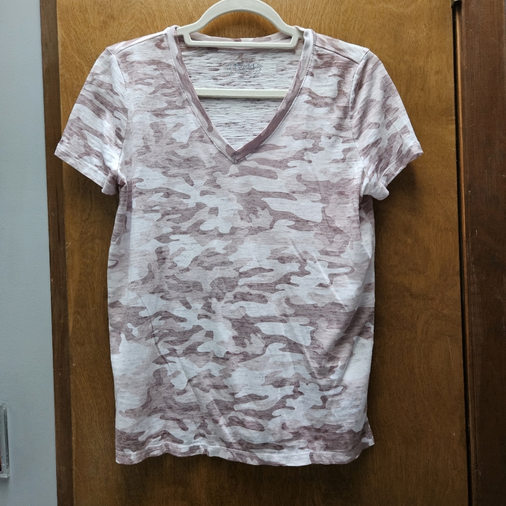 Pink Camouflage V-Neck Women’s Top